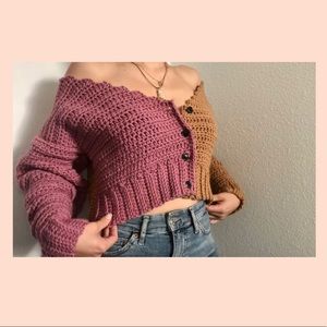 Long sleeve crochet crop top